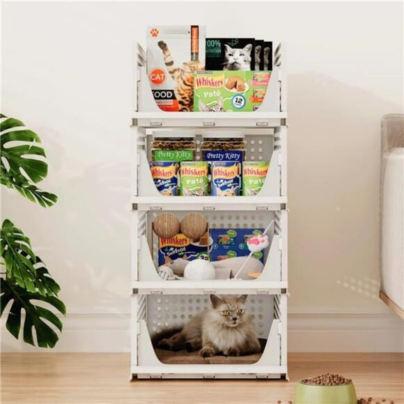 Stackable Plastic Storage Bins Foldable Closet Organizer Drawer Baskets - Picture 2 of 7